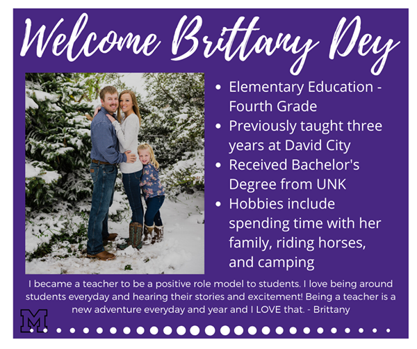 New teacher bio of Brittany Dey