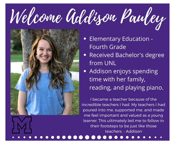New teacher bio of Addison Pauley